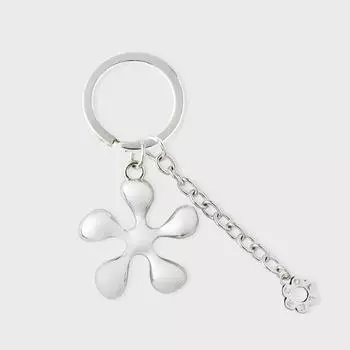 Цанговый металлический брелок-цветок, серебристый