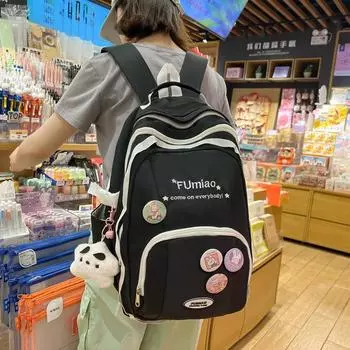 Рюкзак с цветными блоками, женский рюкзак для школьников младших классов, большой вместительный школьный рюкзак, студенческая дорожная сумка светло-синий