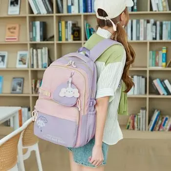 Рюкзак с цветными блоками, женский рюкзак с мультяшным принтом, школьный рюкзак большой вместимости чёрный