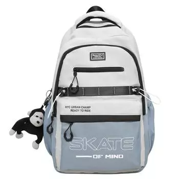 Color Block Student Schoolbag Large Capacity Men Letter Backpack Campus Women Backpack чёрный