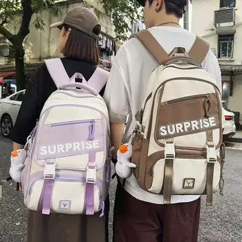 Цветной школьный рюкзак с буквенным принтом для женщин, большой емкости, рюкзак для мальчиков чёрный