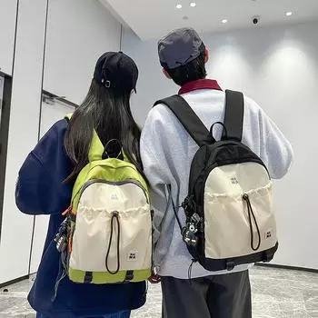 Color Block Student Schoolbag Women s Travel Backpack чёрный