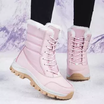 Color Blocking Snow Boots for Women s 2024 Winter New Thick and Plush Anti Slip Outdoor Sports Cotton Shoes in Large Size Trafza 36 фиолетовый