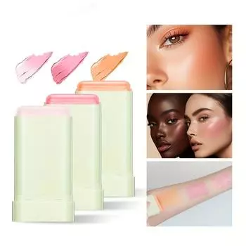 Кремовые румяна с вращающимся эффектом, меняющие цвет, многофункциональные румяна-карандаш, натуральный матовый макияж, подходят для праздничных подарков, ежедневной косметики для лица