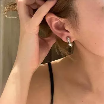 Color Fashion Jewelry Flower Hoop Earrings Hoop Earrings Metal Flower Earrings Korean Ear Studs серебряный