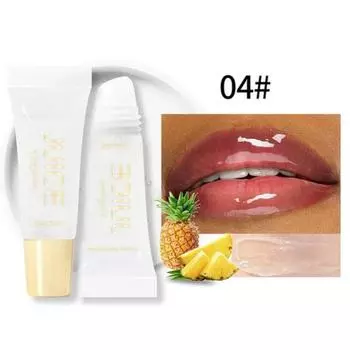 Color lip balm water crystal clear jelly lip oil moisturizing and smoothing line pot gloss glass fruit scent, 4, 1 piece