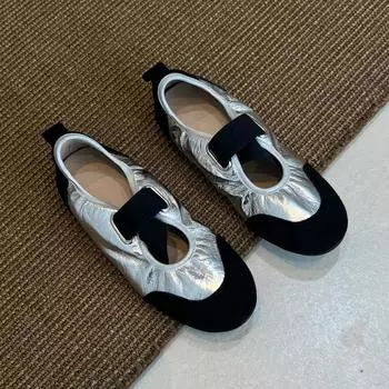 Color matching retro round head Mary Jane single shoes women s 2025 new casual flat-bottomed French ballet soft-soled German training shoes 35