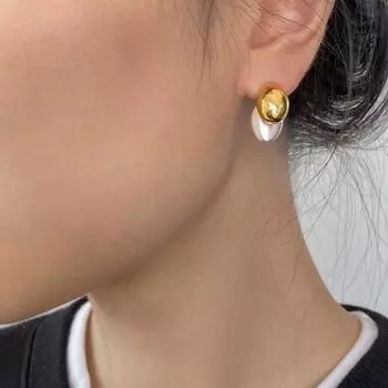 Color matching stud earrings texture brushed autumn new water drop metal simple earrings women s Korean ins