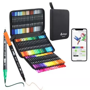 Color Pen 80 Colored Free App для тонкой и смелой акварельной живописи. Быстрая раскраска картинок. В комплект входит набор, цвета, ручки на водной основе, в комплекте,