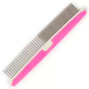 Color plastic pet grooming comb, dense double-toothed hair open-knotted fluffy hair modeling pet comb 091108 розовый