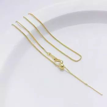 Color Retention 14K Gilded Universal Necklace Adjustable O-Shaped Chain Box Chain with Needle String Beads Chain DIY Ornament Accessories 14K bag gold box necklace 45cm(1 Article)