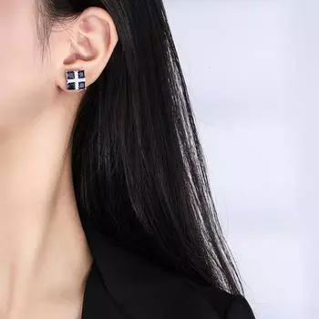 Color Treasure Earrings Noble Atmospheric Blue Corundum Earrings Celebrity Luxury Pink Diamond Stud Earrings Tide