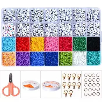 COLORBIRD Alphabet Bead Set 3850 Pieces Heart Accessory Kit Necklace Bracelet with Storage Case [6+]