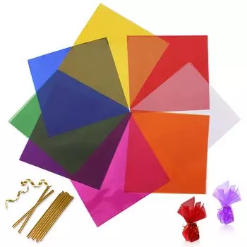 Colored Cellophane Cellophane Paper Set of 80 Colored Cellophane Crafts DIY Decorative Wrapping Transparent Paper Cellophane Wrapping Children s