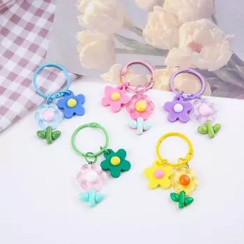 Colorful Acrylic Flower Key Chain Ins Bag Pendant Accessories Backpack Decoration style 1