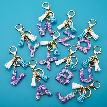 Colorful Acrylic Initial Tassel Keychain - Fashionable Jewelry