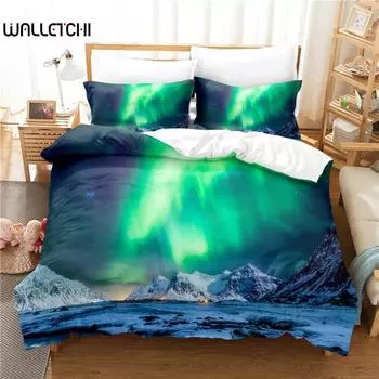 Colorful Aurora Bedding Set Duvet Cover Set 3d Bedding Digital Printing Bed Linen Queen Size Bedding Set Fashion Design EU single(135x200cm)