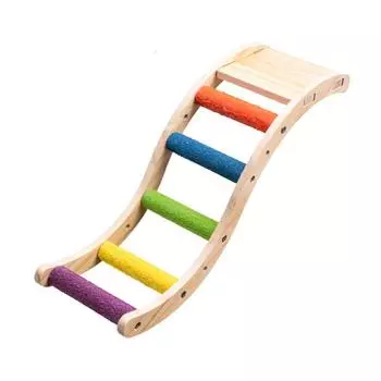 Colorful Bird Climbing Ladder Bite Resistant Wood Birds Perch Stand Bird Cage Ladder for Bird Cage