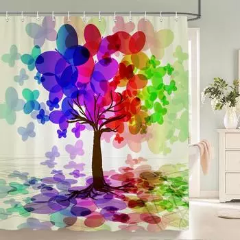 Colorful Butterfly Feathers 3d Shower Curtains Bathroom Curtain With Hooks Waterproof 180x240 Polyester Cloth Decoration Screen W90xH180cm