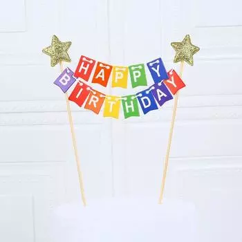 Colorful Cake Banner Handmade Happy Birthday Cake Decor Cake Topper Baby Shower Decor Style 1