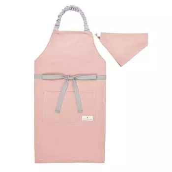 COLORFUL CANDY STYLE Apron Dull Dull Triangle Scarf Elementary School Easy to Put On and Take N1256330 Children s (130~160cm) Plain, Rose, Girls, Set,