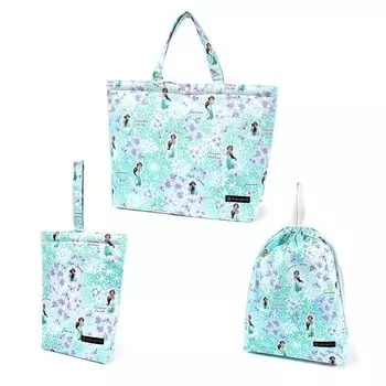 COLORFUL CANDY STYLE Disney Entrance Series Gusset Pouch Set Shoe Large Drawstring Perfect for Entrance Cute for Girls Kindergarten/School 3-Piece