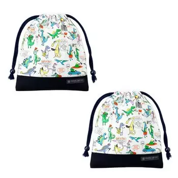 COLORFUL CANDY STYLE Drawstring Bag, Medium, Gussetless School Lunch Bag (С именной биркой) Dinosaur Town is Busy, Set of 2, Boys, Cool, Children s