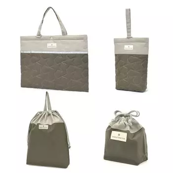 COLORFUL CANDY STYLE Quilted Entrance Set in Charcoal Gray for Boys Perfect for Preparing for Includes a Lesson Shoe Gym Clothes and Cup Bag 4-Piece