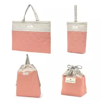 COLORFUL CANDY STYLE Quilted Entrance Set in Perfect for Preschool and Includes a Lesson Shoe Gym Clothes and Cup NW402700 4-Piece Kindergarten/School абрикосовый