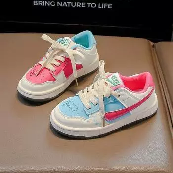 Colorful Chunky Sneakers Children Spring Autumn Thick Bottom Board Shoes Boys Girls Sport Running Shoes Trend Kids Trainers 26 зелёный