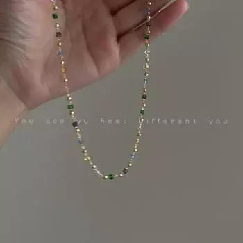 Colorful Crystal Women s Summer Mori Style String Beads Necklace Color Crystal Beaded Necklace