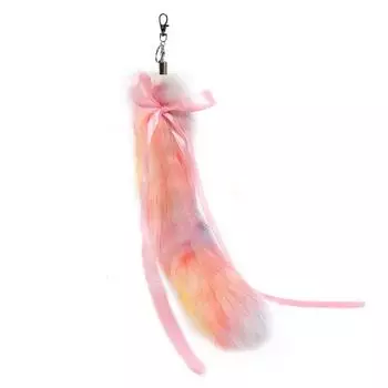 Colorful Foxes Tail Keychain Soft Furry Animal Cosplay Keyring with Ribbon Bowknot Hanging Decoration for Phones and Bag 1