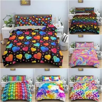 Colorful Geometric Bedding Set 3D Print Quilt Comforter Cover For Bedroom Luxury Duvet Cover Set King Queen Twin 70x133cm 2pcs