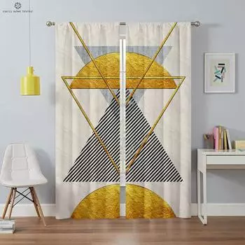 Colorful Geometric Simple Blackout Curtains, Heat Insulation, Bedroom, Living Room, Kitchen, 2 PCs, Can Be Customized W100xH130(CM) folio&Rod pocket
