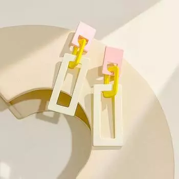 Красочные геометрические квадратные полые акриловые серьги для женщин, модные и уникальные украшения для ушей