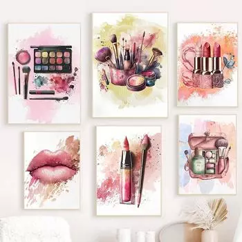 Красочная девушка, красавица, помада, губы, женщина, плакат, скандинавская настенная живопись, холст, абстрактные картины для декора гостиной 21x30cm No Framed