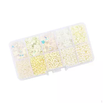 Colorful Glass Beads Assortment for DIY Jewelry Making бежевый