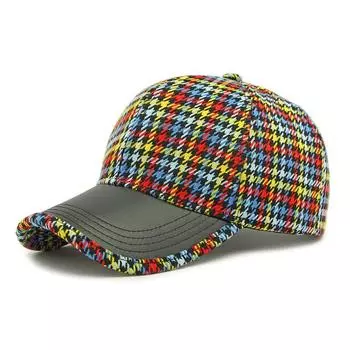 Colorful Houndstooth Baseball Cap Women s Spring Sunscreen Hat Men s Stitching Cap красный