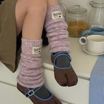 Colorful Kintted Y2k Leg Warmers Soft Warm Leg Cover Casual Plush Stockings Girls темно серый