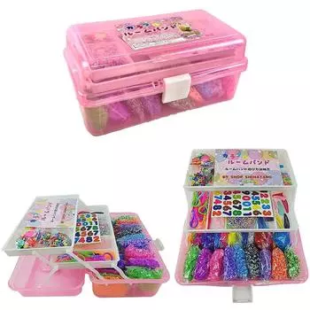 Colorful Loom Band Cosmetic Case 3 Tier DX 24 Colors 11200 Pieces Iron Hook Monster Tail Full Complete Set Knitting Rod Colorful S C Clip Seal Charm