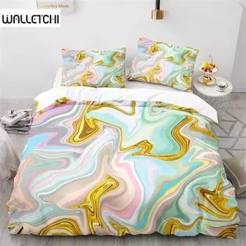Colorful Marble Pattern Duvet Cover Set Microfiber Geometric Art Abstract Bedding Set King Queen For Girls Kids Teens Room Decor EU single(135x200cm)