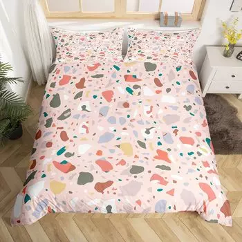 Colorful Modern Marbling Art Duvet Cover for Girls Women Girly Marble Bedding Set Rainbow Quilt Cover Watercolor Comforter Cover EU Single(135x200cm)