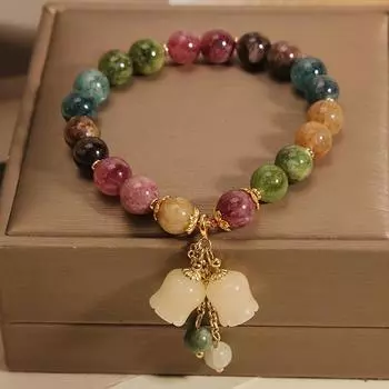 Colorful Natural Stone Bracelet with Floral Pendant, Ethnic Style Bracelet, Perfect Gift for Girlfriend or Best Friend, Suitable for All Seasons