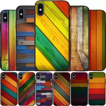 Colorful planks black Silicone Phone Case For iPhone 12 XR XS Max 5 5S SE 2020 6 6S 7 8 PLUS X 11Pro Max11 Cover Shell iPhone 5 5S SE