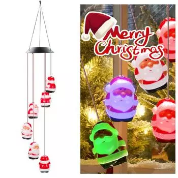 Colorful Santa Claus Ball Light solar hanging lights Christmas essential holiday decoration bedroom courtyard wind chime lamps