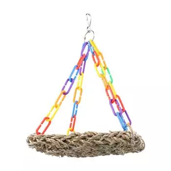 Colorful Seagrass Woven Bird Climbing Swing Platform for Pet Birds S