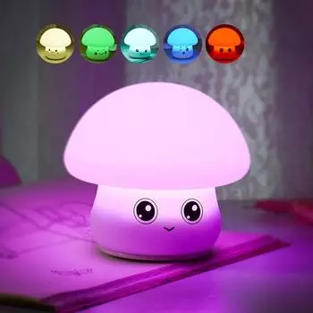 Colorful Silicone Mushroom Night Light USB Smart Dormitory Bedroom Bedside Eye Protection Touch Table Lamp Children s Day Gift