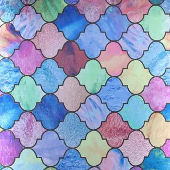 Colorful Stained Glass Window Film, Rainbow Door Privacy Films Static Cling Window Tint Decorative Sun Catcher Decal Heat 30x100cm