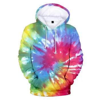 Красочные толстовки с капюшоном Tie Dye с 3D-принтом для женщин, модная уличная одежда, свободные свитера, толстовки Y2k, женская одежда S