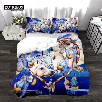 Красочный пододеяльник с единорогом, принт животных, односпальный, кинг-сайз, квин-сайз, постельный комплект, микрофибра, пододеяльник на молнии, домашний текстиль EU single(135x200cm)